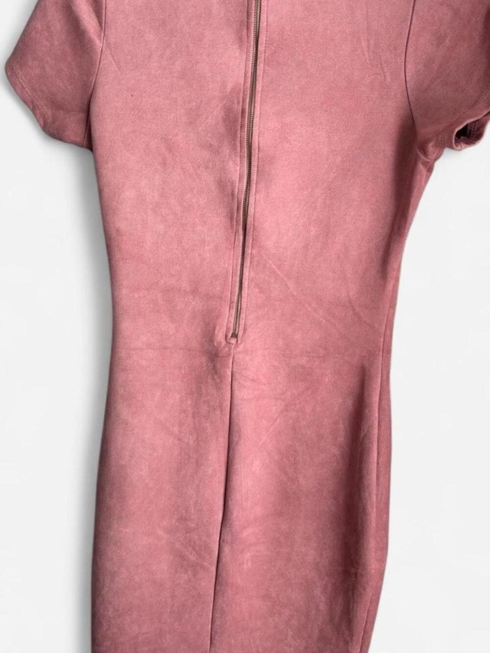 WINDSOR PINK ROSE GOLD SUEDE MIDI DRESS SIZE LARGE - Picture 3 of 3